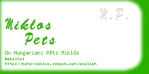 miklos pets business card