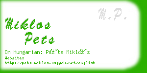 miklos pets business card